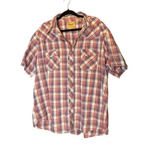 Wrangler Mens Plaid Short Sleeve Western Shirt Snap Front Size 2XL